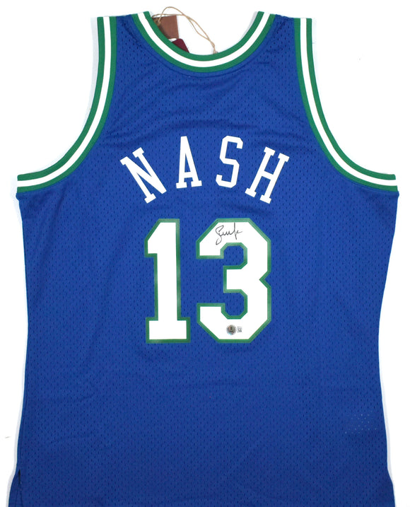 Steve Nash Signed Mavericks Mitchell & Ness Swingman Blue Jersey- Beckett W Holo