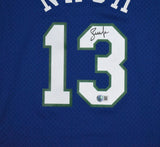 Steve Nash Signed Mavericks Mitchell & Ness Swingman Blue Jersey- Beckett W Holo