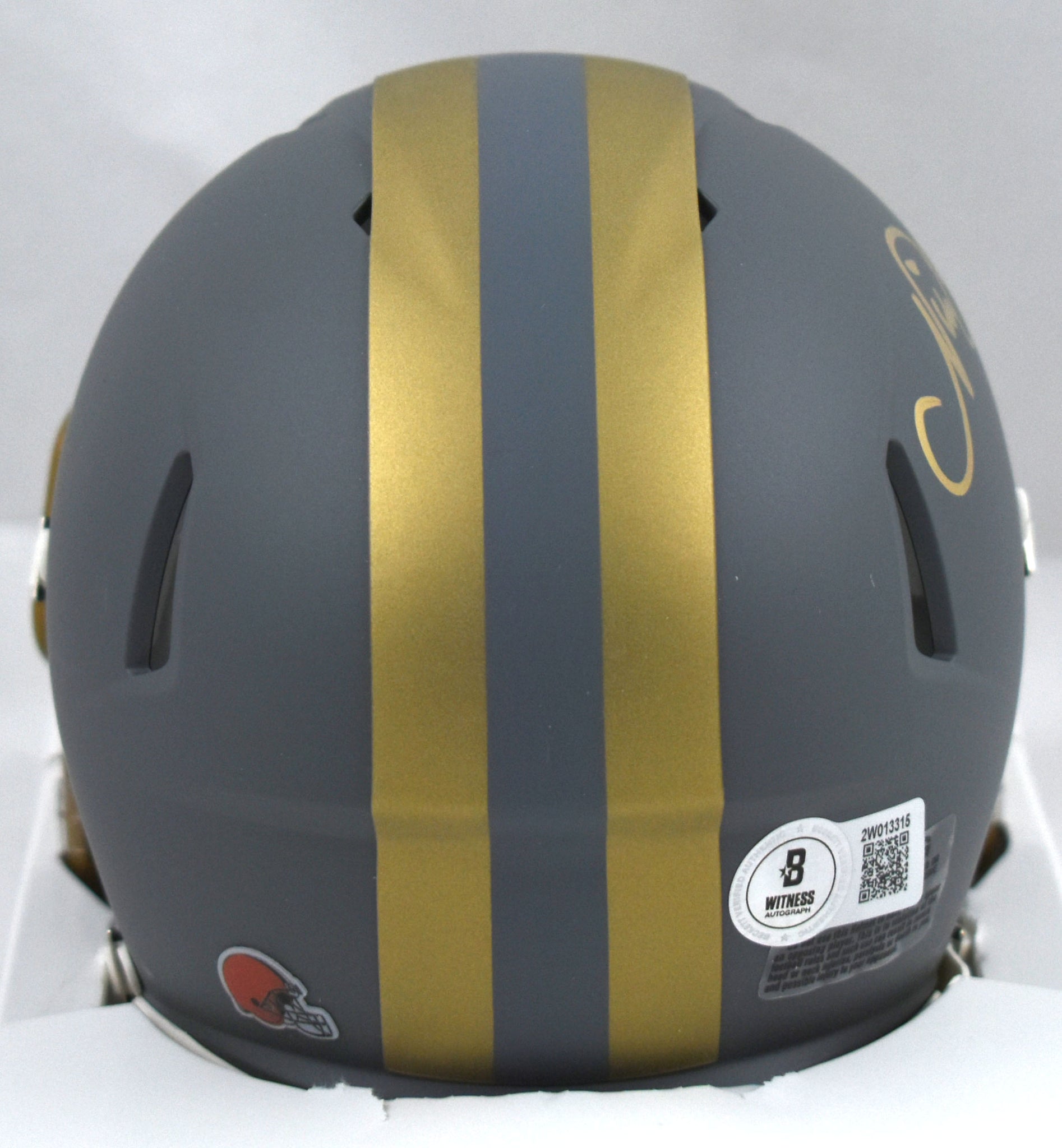 cleveland browns helmet motorcycle Nick Chubb Signed Cleveland Browns Slate Speed Mini Helmet