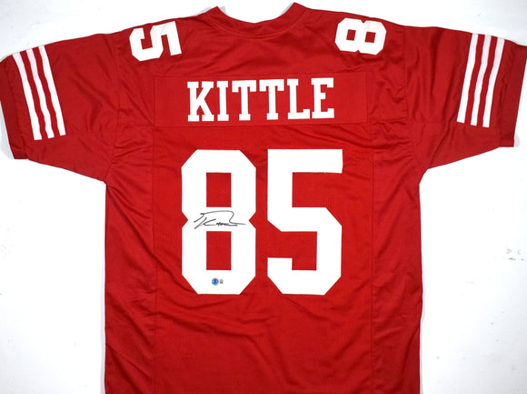 George Kittle Autographed Red Pro Style Jersey - Beckett W Hologram *Black