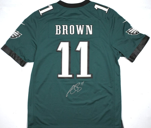 AJ Brown Autographed Eagles Nike Midnight Green Game Jersey - Beckett W Holo