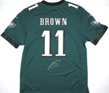 A.J. Brown Autographed Eagles Nike Midnight Green Game Jersey - Beckett W Holo