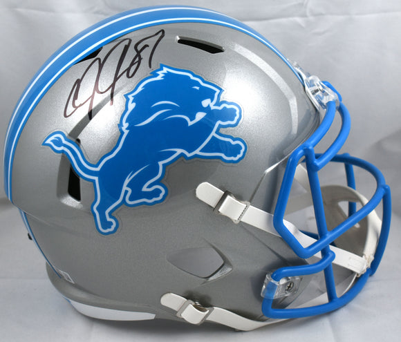 Calvin Johnson Autographed Detroit Lions F/S 2024 Speed Helmet- Beckett W Holo