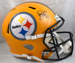 Troy Polamalu Autographed Steelers F/S Gold Speed Helmet - Beckett W Hologram