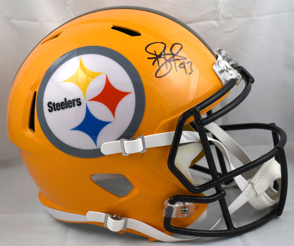 Troy Polamalu Autographed Steelers F/S Gold Speed Helmet - Beckett W Hologram