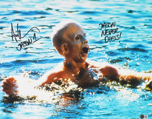 Ari Lehman Autographed 16x20 Drown Photo Jason Never Dies - Beckett W Hologram