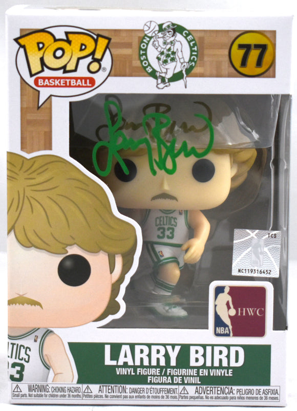 Larry Bird Autographed Boston Celtics Funko Pop #77 - Beckett W Hologram *Green