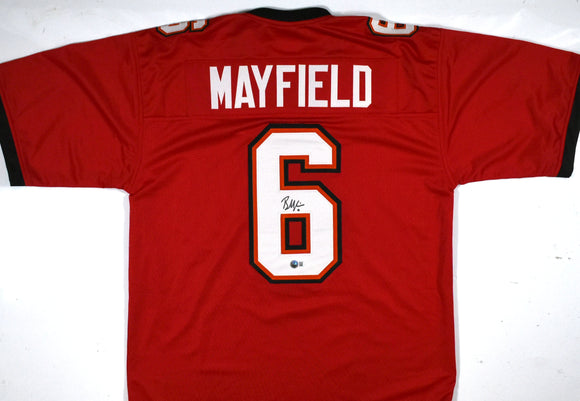 Baker Mayfield Autographed Red Pro Style Jersey - Beckett W Hologram *Black