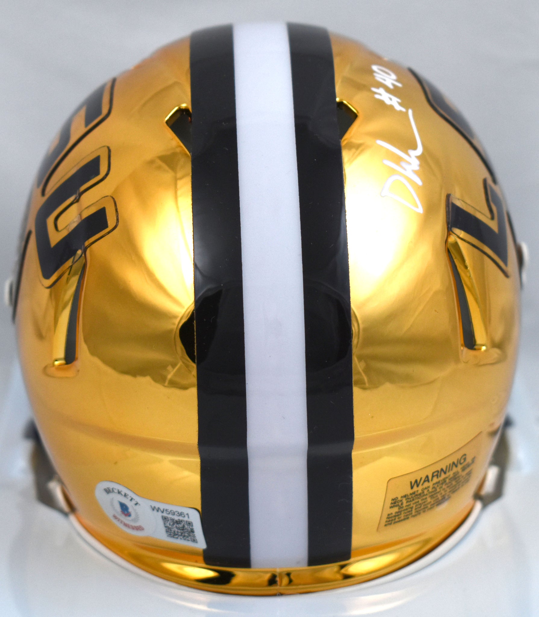 darigold football helmet Devin White Autographed LSU Tigers Chrome Speed Mini Helmet