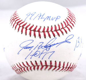 Ivan Rodriguez Autographed Rawlings OML Baseball w/ 4 Stats - Beckett W Hologram