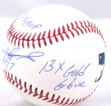 Ivan Rodriguez Autographed Rawlings OML Baseball w/ 4 Stats - Beckett W Hologram