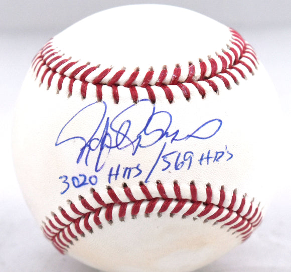 Rafael Palmeiro Signed Rawlings OML Baseball w/3020 Hits 569 HR'S-Beckett W Holo