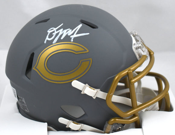 cal bears mini football helmet DJ Moore Signed Chicago Bears Slate Speed Mini Helmet