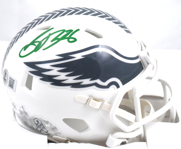 Saquon Barkley Signed Eagles Salute 2024 Speed Mini Helmet - Beckett W Hologram