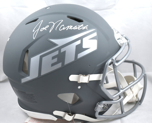 Joe Namath Autographed Jets F/S Slate Speed Authentic Helmet- Beckett W Hologram