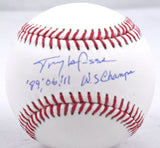 Tony La Russa Autographed Rawlings OML Baseball w/3x WS Champ - Beckett W Holo