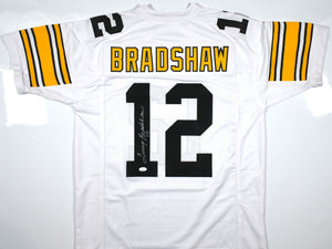 Terry Bradshaw Autographed White Pro Style Jersey - JSA *Silver