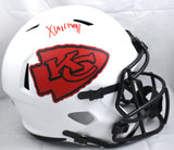 Xavier Worthy Autographed Kansas City Chiefs Lunar Speed Helmet - Fanatics *Red