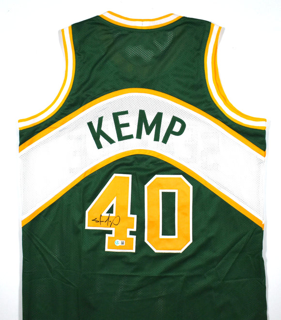 Shawn Kemp Autographed Green Pro Style Jersey - Beckett W Hologram *Black