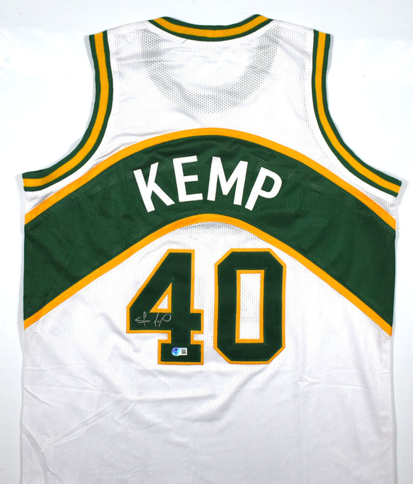 Shawn Kemp Autographed White Pro Style Jersey - Beckett W Hologram *Silver