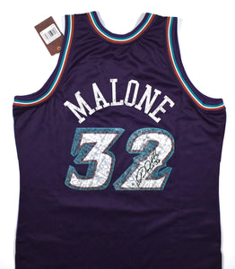 Karl Malone Signed Jazz Mitchell & Ness 75th Anniversary Jersey- Beckett W Holo