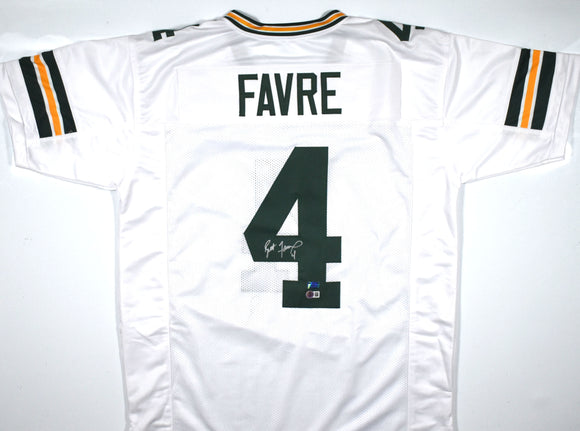 Brett Favre Autographed White Pro Style Jersey - Beckett W Hologram *Silver