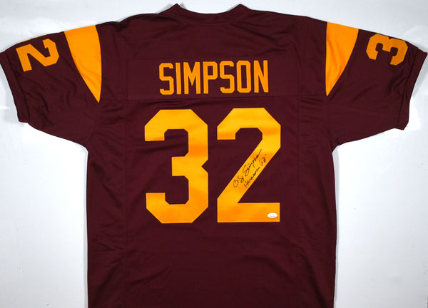 OJ Simpson Autographed Cardinal College Style Jersey w/ Heisman