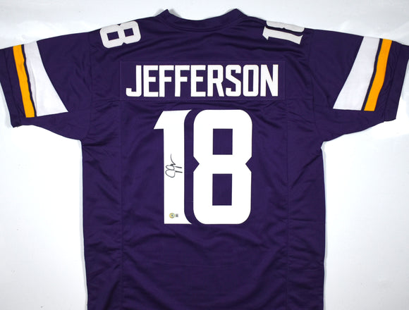 Justin Jefferson Autographed Purple Pro Style Jersey - Beckett W Hologram *Black