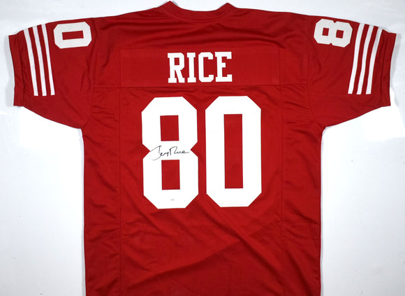 Jerry Rice Autographed Red Pro Style Jersey - JSA  *Black