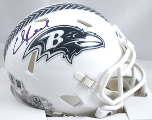 Ed Reed Signed Baltimore Ravens Salute Speed Mini Helmet - Beckett W Hologram