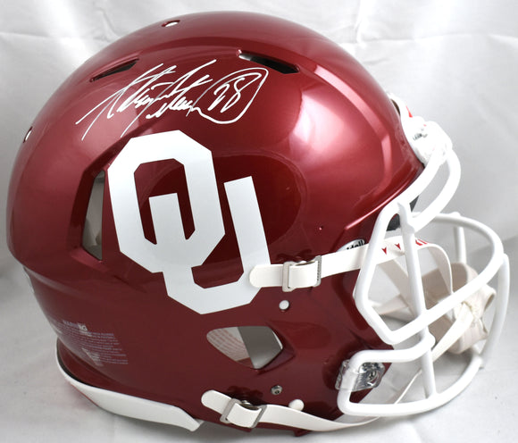 Adrian Peterson Signed Oklahoma F/S Speed Authentic Helmet-Beckett W Holo *White