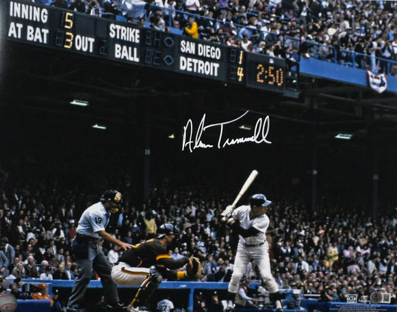 Alan Trammell Signed Detroit Tigers 16x20 Batting Photo - Beckett W Holo *White