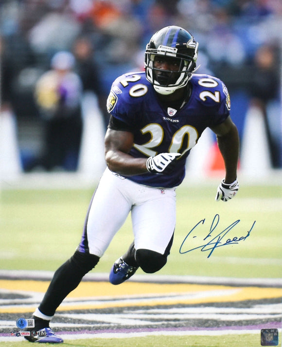 Ed Reed Signed Baltimore Ravens 16x20 Running Photo - Beckett W Holo *Blue