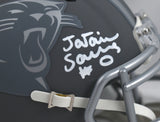 Ja'Tavion Sanders Autographed Panthers Slate Speed Mini Helmet - Beckett W Holo