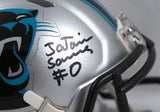 Ja'Tavion Sanders Autographed Carolina Panthers Speed Mini Helmet-Beckett W Holo