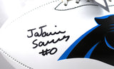 Ja'Tavion Sanders Autographed Carolina Panthers Logo Football - Beckett W Holo