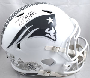 Randy Moss Autographed Patriots F/S Salute Speed Helmet - Beckett W Hologram