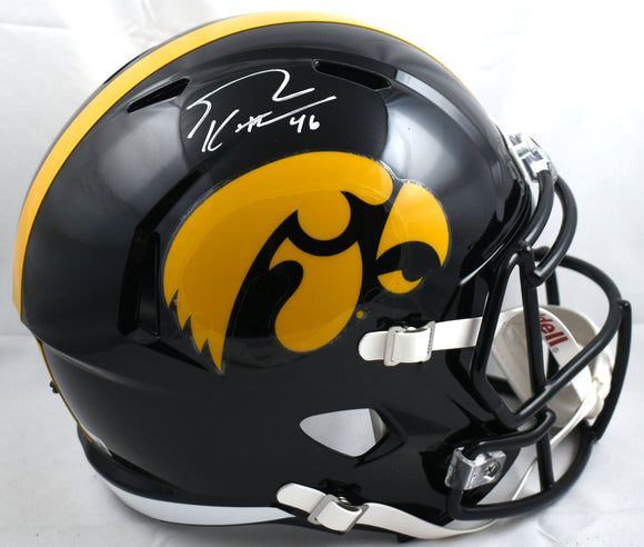 George Kittle Signed Iowa Hawkeyes F/S Speed Helmet- Beckett W Hologram *White