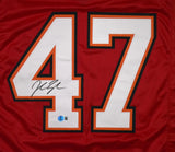 John Lynch Autographed Red Pro Style Jersey - Beckett W Hologram *Black