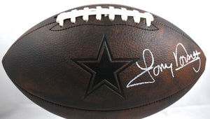 Tony Dorsett Signed Cowboys Distressed Logo Football - Beckett W Hologram *White