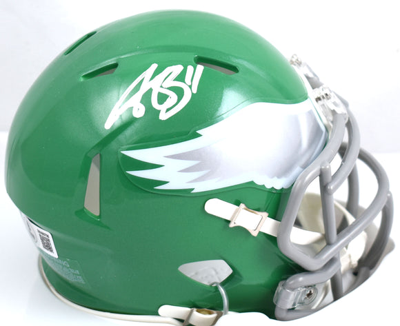 AJ Brown Autographed Eagles Salute 2024 Speed Mini Helmet - Beckett W Hologram