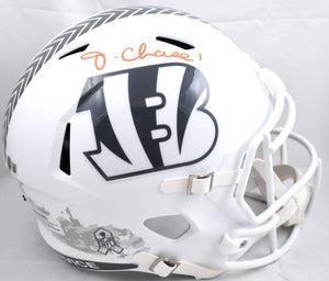 Ja'Marr Chase Autographed Bengals F/S Salute 2024 Speed Helmet - Beckett W Holo