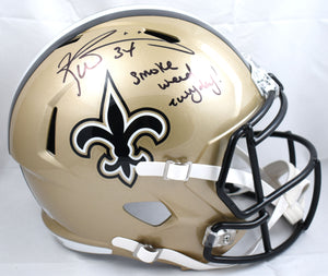 Ricky Williams Signed Saints F/S Speed Helmet SWED - Beckett W Hologram *Black