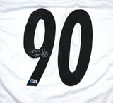 TJ Watt Autographed White Pro Style Jersey - Beckett W Hologram *Silver