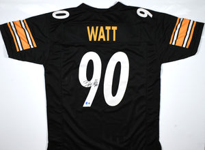 TJ Watt Autographed Black Pro Style Jersey - Beckett W Hologram *Black