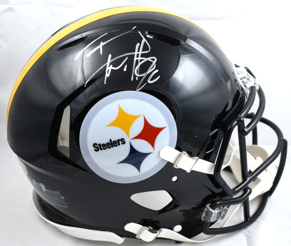 TJ Watt Autographed Steelers F/S Speed Authentic Helmet - Beckett W Holo *Silver