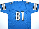 Calvin Johnson Autographed Blue Pro Style Jersey - Beckett W Hologram *Black