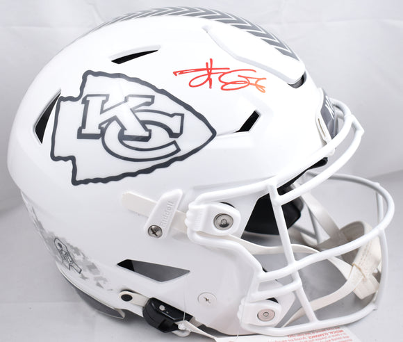 Travis Kelce Autographed Chiefs F/S Salute 2024 SpeedFlex Helmet-Beckett W Holo