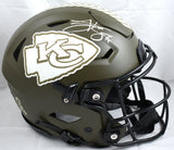 Travis Kelce Signed Chiefs F/S Salute Speed Flex Helmet- Beckett W Holo *Smeared