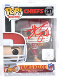 Travis Kelce Autographed Kansas City Chiefs Funko Pop #257 - Beckett W Holo *Red